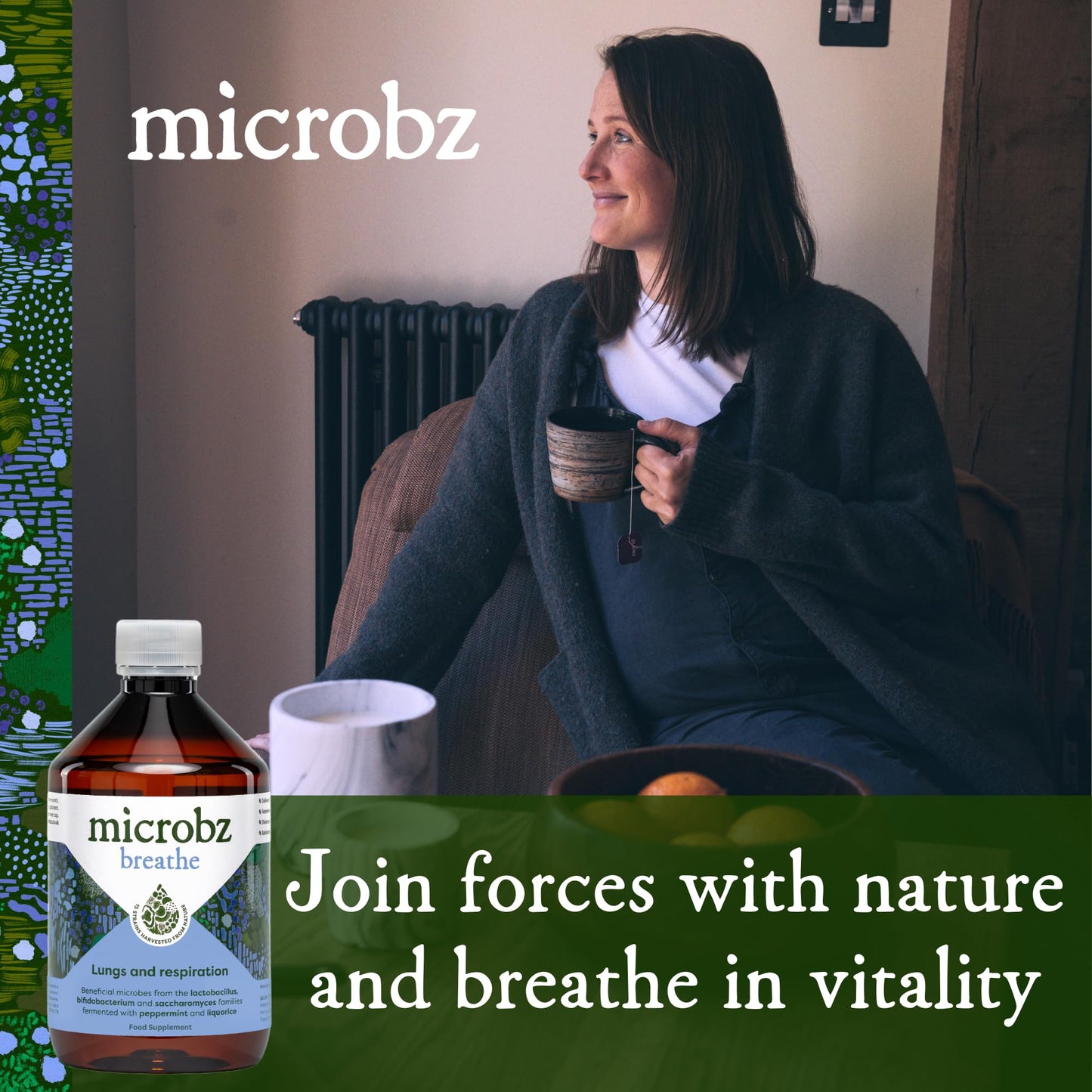 MICROBZ Breathe Liquid PROBIOTIC – Bio Culture Complex Probiotics for Gut Health, Respiratory Support Supplement, Multi Strain Live Friendly Bacteria for Women, Men & Kids - Vegan | 1 Month Supply