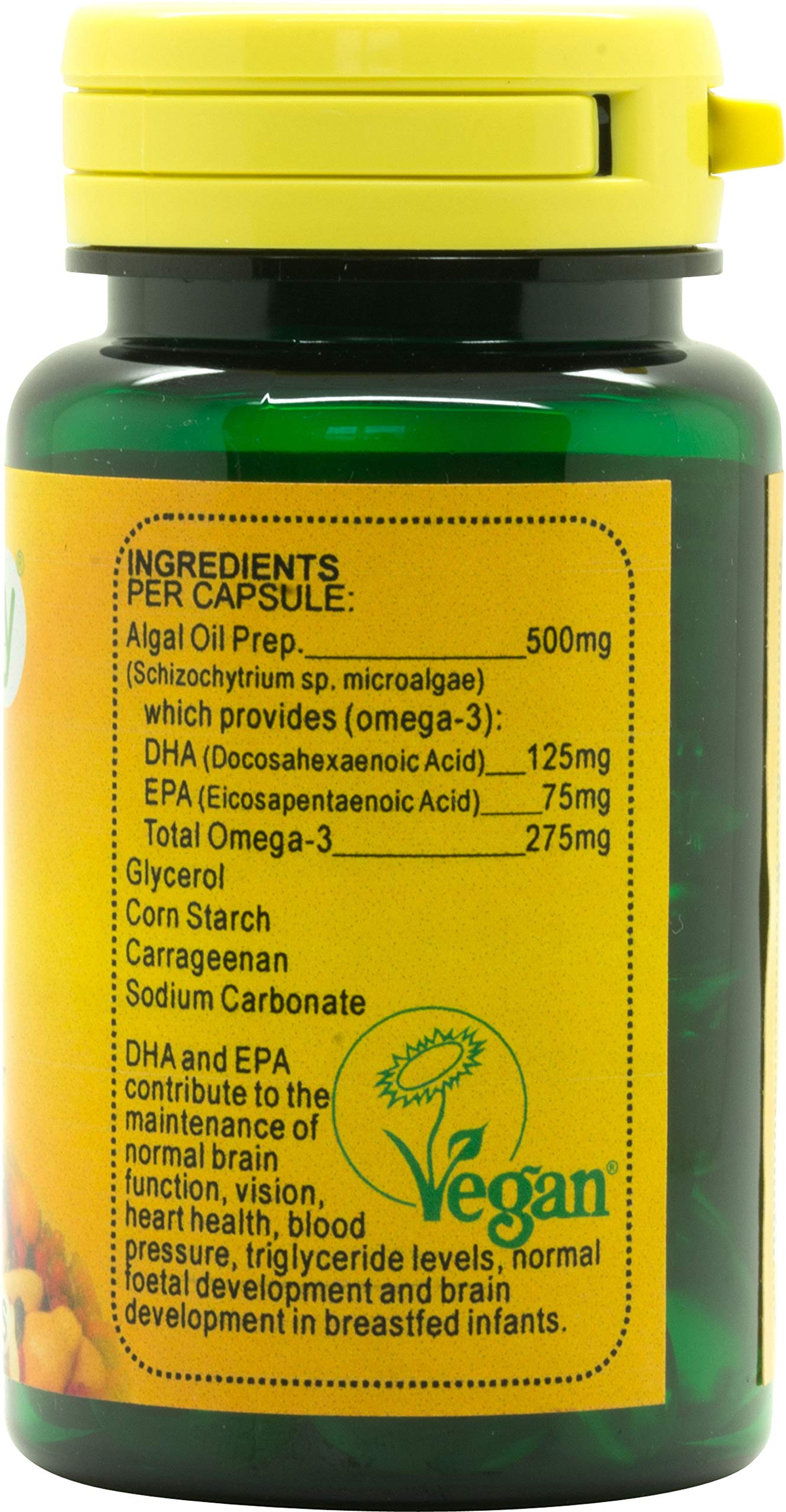 Veganicity Omega-3 DHA: EPA : Algal Oil Omega-3 Fatty Acid : 60 Vcaps, in a Planet-Friendly 99% Recycled Pot