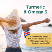 healthspan Healthspan Turmeric & Omega 3 | 60 Capsules | Added Vitamin C & Vitamin D3 | Heart, Joint & Bone Health | Sustainably Sourced