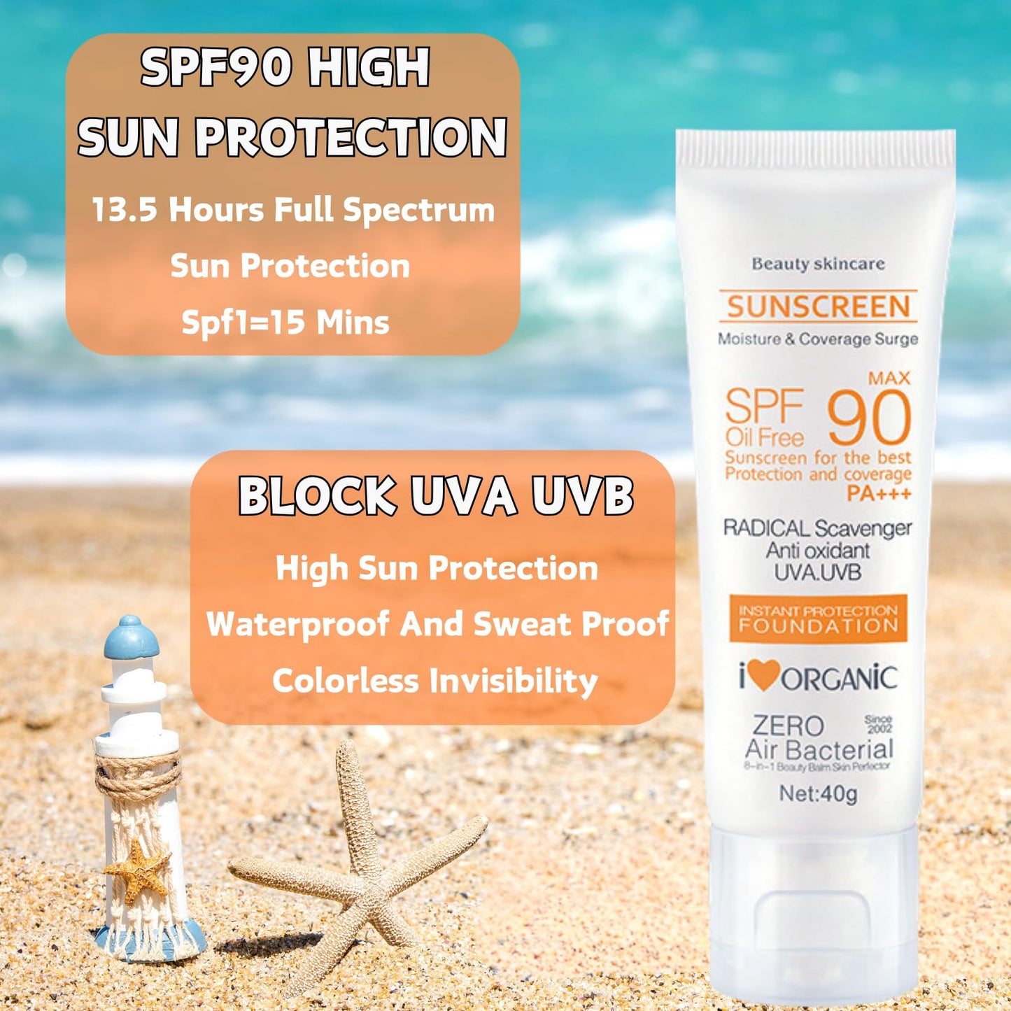 Face Sunscreen SPF 90, Anti UVA&UVB Ray Sun screen,Waterproof&Not Greasy, Sun Lotion Against Sunburn&Premature Ageing, Suncream For Face And Body, Sun Protect for all skin