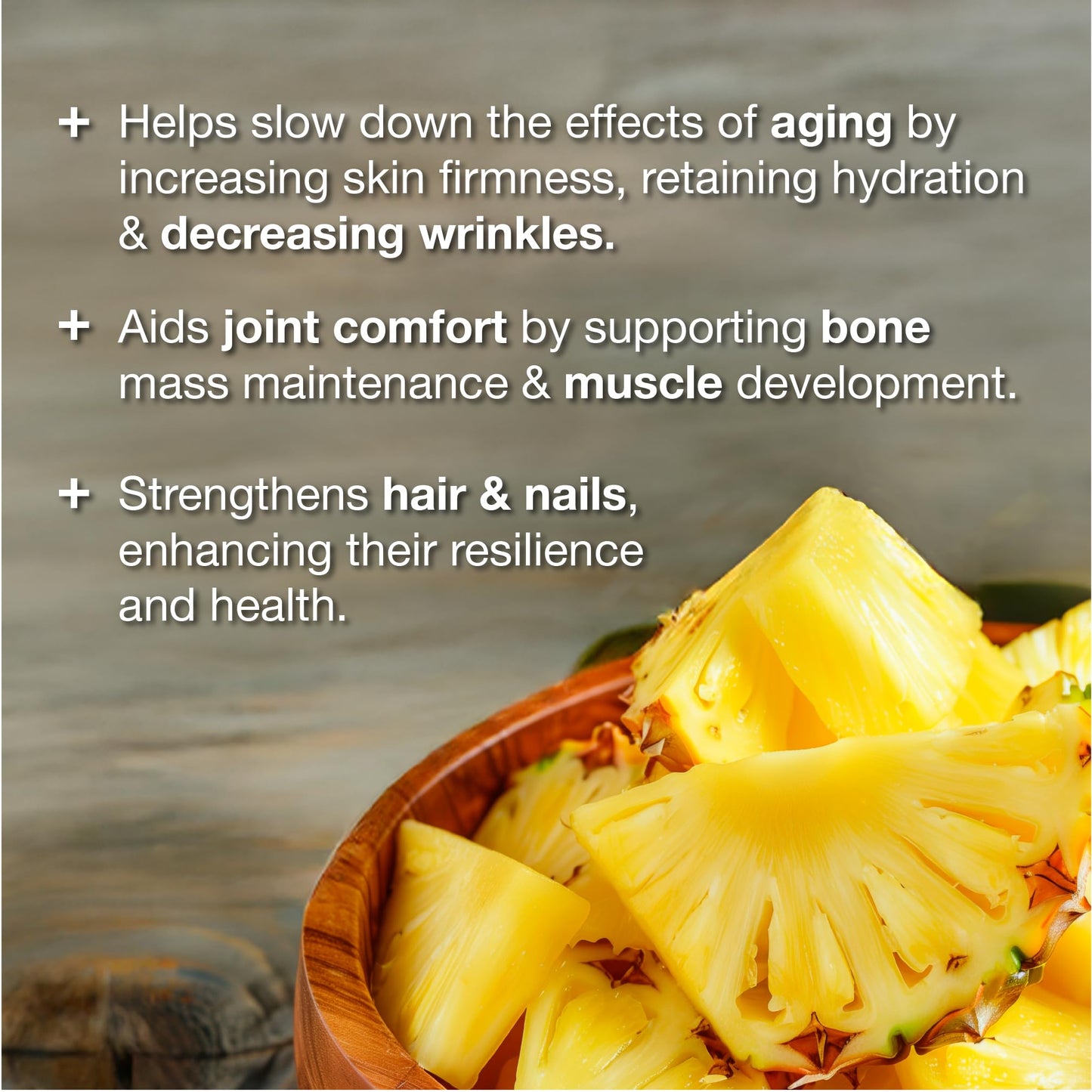 Health Edge Formulas Collagen Gummies - High Strength - for Skin, Hair, Nails, Bones, Muscles & Joints. Hydrolysed Collagen Peptides - Natural Pineapple Flavour, No Additives or Preservatives