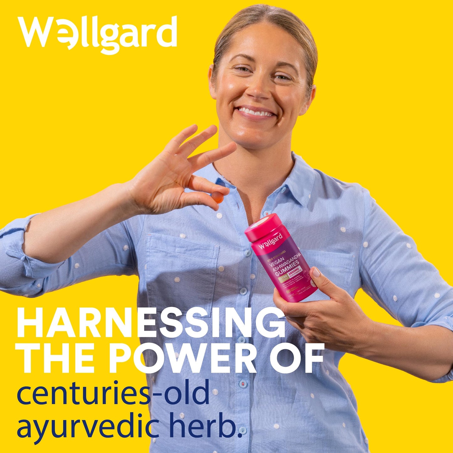 Wellgard Vegan Ashwagandha Gummies – High Strength Ashwagandha with Vitamin B6, Highly Bioavailable, 60 Gummies, UK Formulated