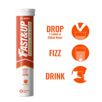 Fast&Up Vitamin C, Vitamin D & Zinc - 20 Effervescent Tablets - Complete Immunity Support - Best Defence - One Daily - Orange Flavour