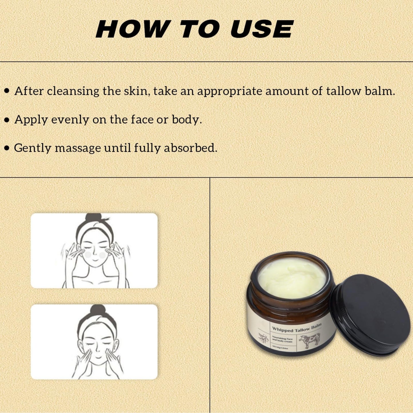 LaluluTek Grass-Fed Tallow Balm for Face & Body - Deeply Nourishing Moisturizer with Beef Tallow, Ideal for Dry Skin Care