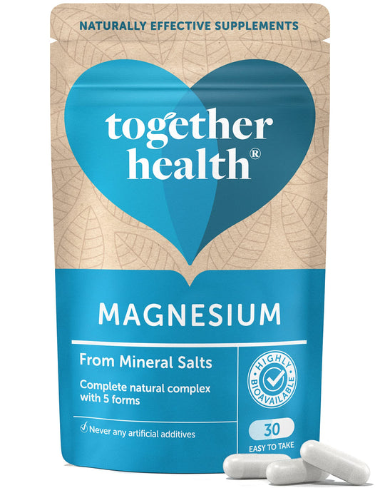 Marine Magnesium – Together Health – from Natural Marine Salts – 5 Natural Forms of Magnesium – Vegan Friendly – Made in The UK – 180 Vegecaps - Pack of 6