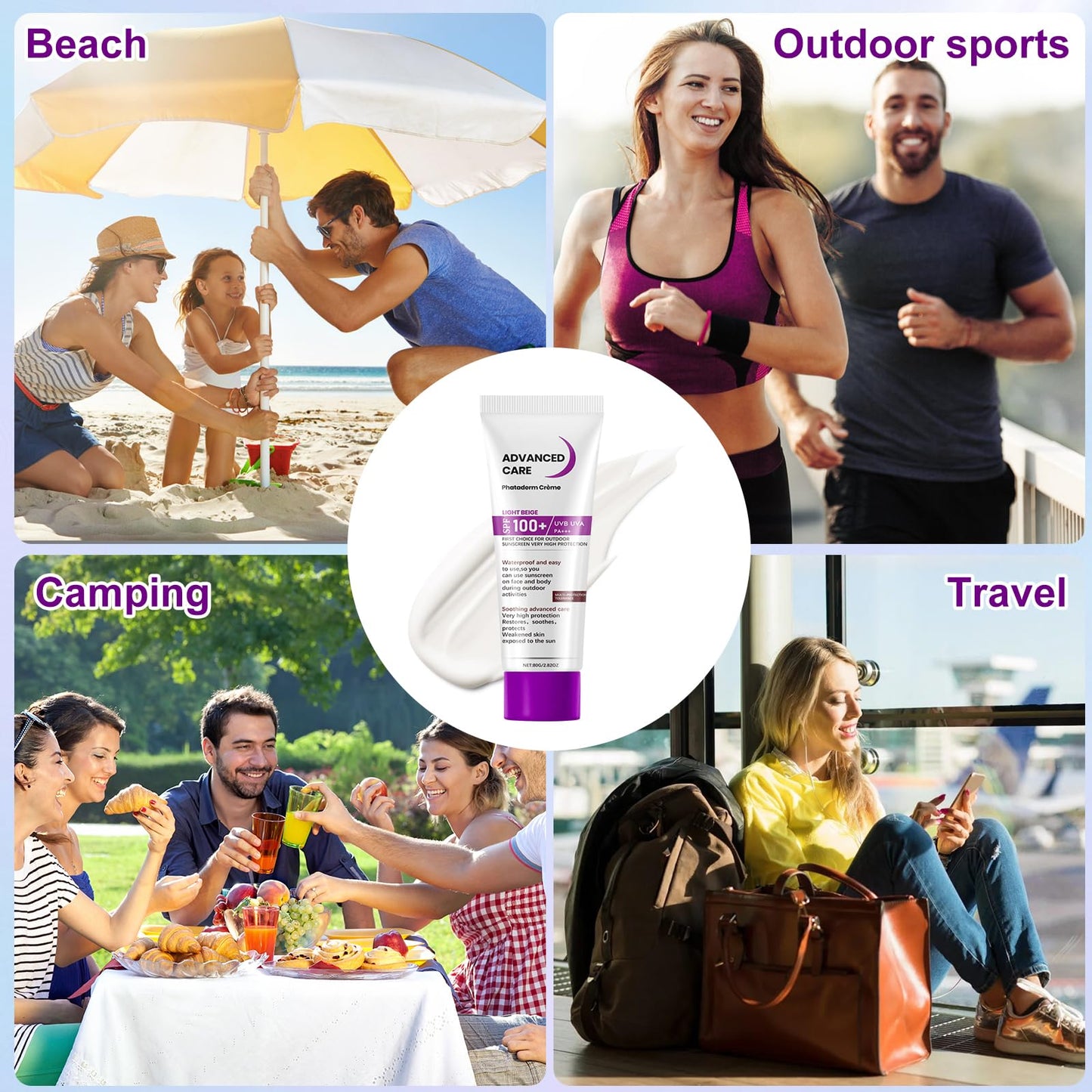 Muiefe Sunscreen SPF 100+, Sun Cream SPF 100 PA+++, Sunscreen Lotion For Body & Face, High Protection Against UVA & UVB, Water & Sweat Resistant, Non-Greasy, Long-Lasting Moisturizing Sun Care