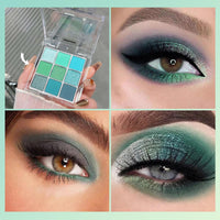 KKwoter Green Eyeshadow Glitter Green Eyeshadow Glitter Forest Emerald Green Christmas Makeup Palette - 9 Shades of Waterproof, Long-Lasting, Pressed Pigmented Eyeshadows