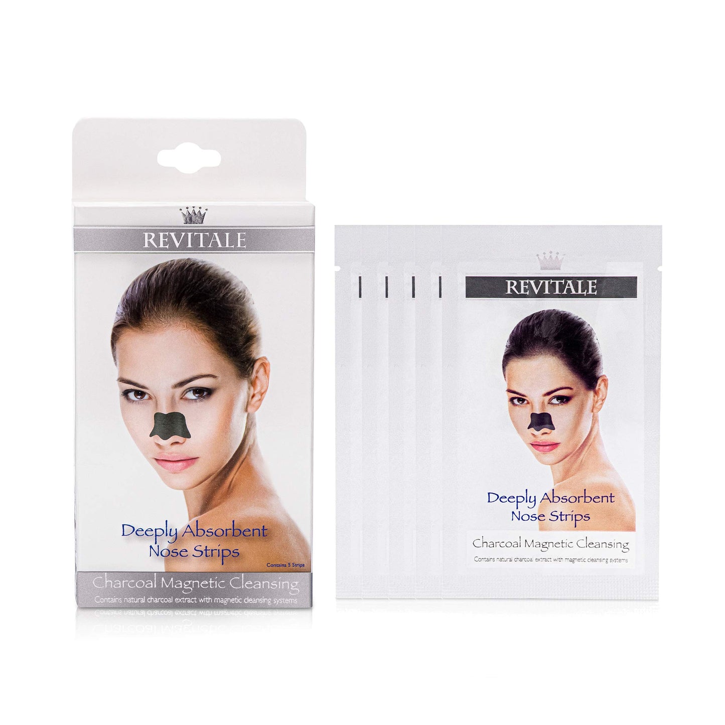 Revitale Charcoal Deep Magnetic Cleansing Nose Pore Strips - Removes Blackheads (5 Pack)