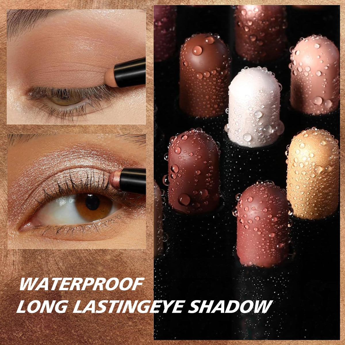 Bisienya 8PCS Waterproof Cream Eye Stick Set - Shimmer Shadow Pencil with Pearly Sparkle Glitter Finish - Liner Makeup Pen for Women