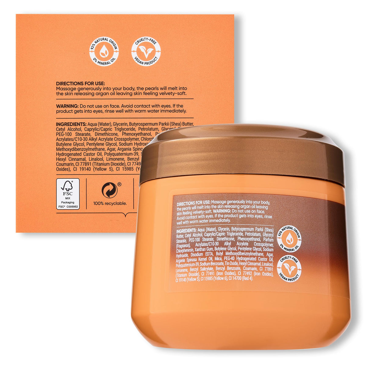 SANCTUARY Sanctuary Spa Melting Pearl Body Butter with Shea Butter & Argan Oil, No Mineral Oil, Cruelty Free & Vegan Body Moisturiser for Women, 300g