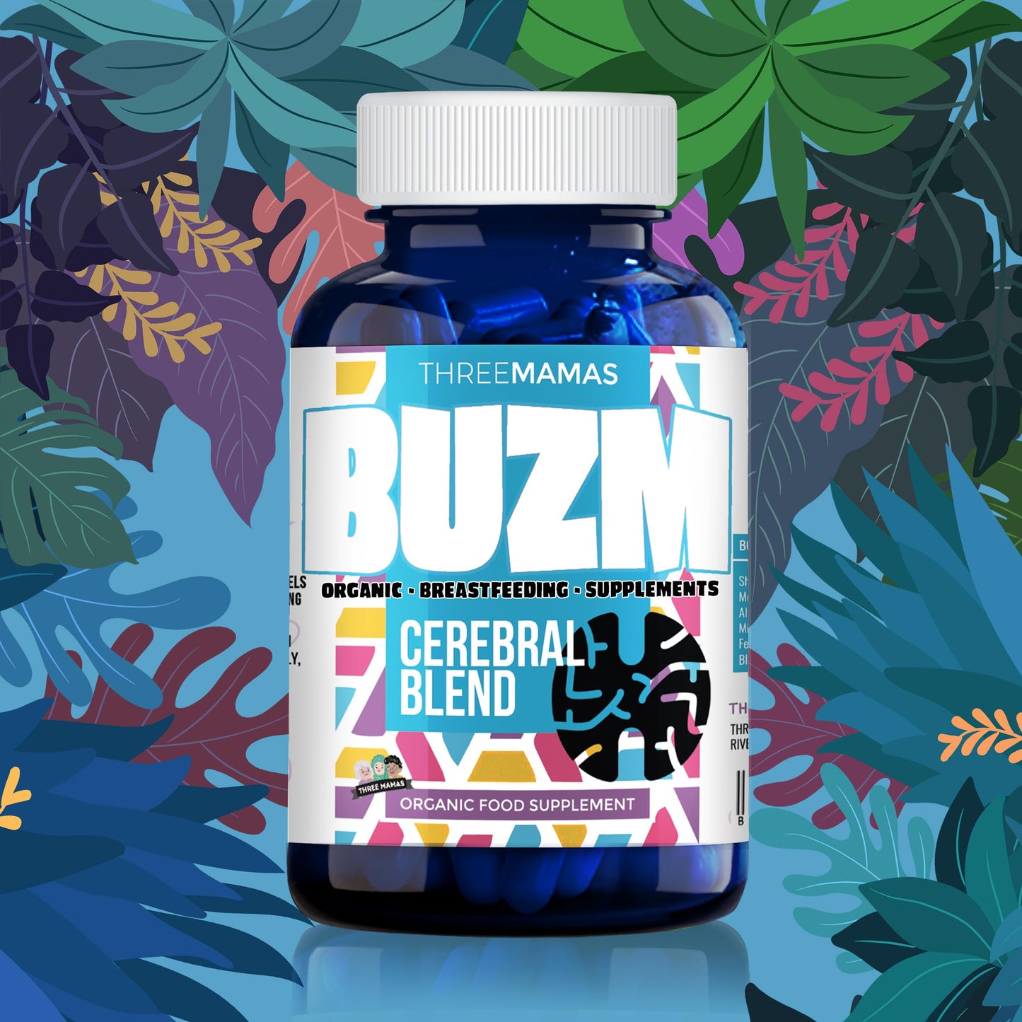 Three Mamas BUZM: Cerebral Blend, Prolactin Support, Natural Herbal Breastfeeding Supplement for Lactation, Aids Milk Supply, Breast Feeding Lactation Vitamins (25 Days Supply)