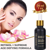 Ammuri Retinol + Supreme Serum 2.5% Vitamin C 20% with Hyaluronic Acid & Vitamin E, Face Serum, for Wrinkles, 5% Niacinamide 3.5% Anti Aging Skin Repair, Supercharged Face Serum