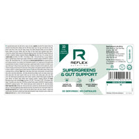 Reflex Nutrition Super Greens and Gut Support Capsules, 33 superfoods, Prebiotics and Probiotics, 90 Caps