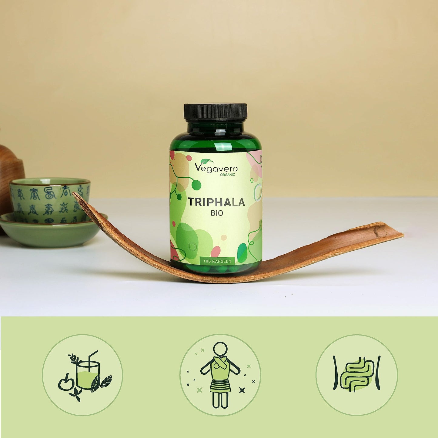 Pure Triphala Powder Organic Vegavero® 1300mg | 180 Capsules (3 Month Supply) | NO Additives, Lab-Tested | Ayurveda Products | Gut Health Supplements & Immune System Booster | Vegan