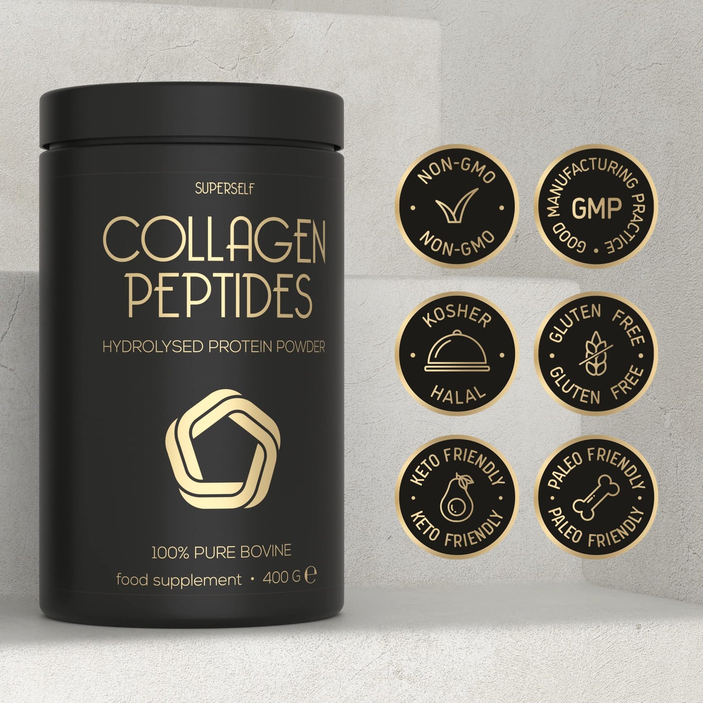 Premium Collagen Powder - Collagen Supplements for Women & Men - Pure Bovine Collagen Peptides 400g - Hydrolysed Collagen Type 1 and 3 for Skin, Hair & Nails - Tasteless, Dissolves Easily, Mixes Well