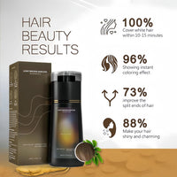 OunTechGlory 3-in-1 Instant Hair Dye Shampoo - Light Brown, Polar Hair Dye, Semi Permanent Dye, Color Treated & Grey Coverage Shampoo