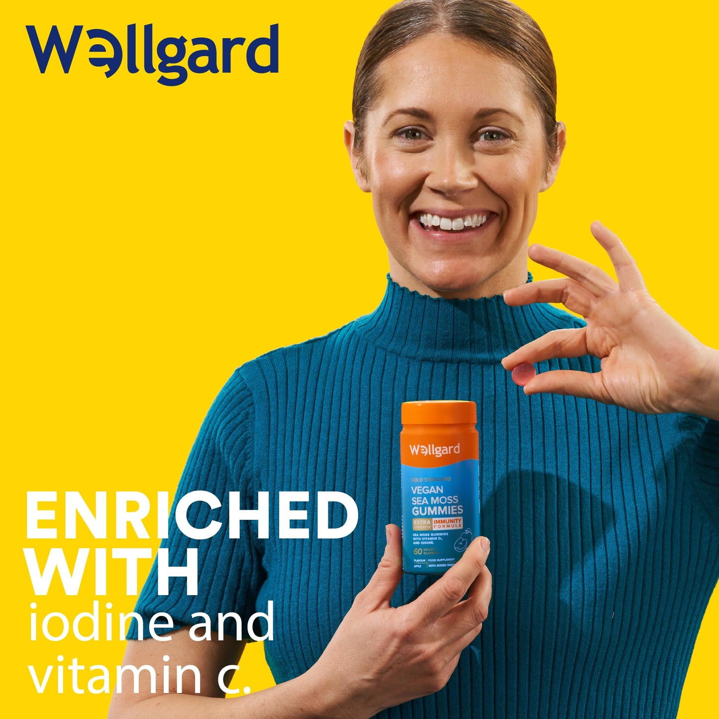 Wellgard Vegan Sea Moss Gummies, Formulated for Immunity with Iodine, Vitamin D3, Vitamin C, 60 Gummies