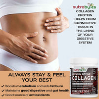 NUTRABYTES Bovine Collagen Peptides Powder 10000mg Type 1 & 3 Unflavoured|19 Amino Acids|High Strength Hydrolysed Protein for Women & Men |Kosher & Halal Certified| Healthy Skin Hair Nails Joints|Keto,Paleo
