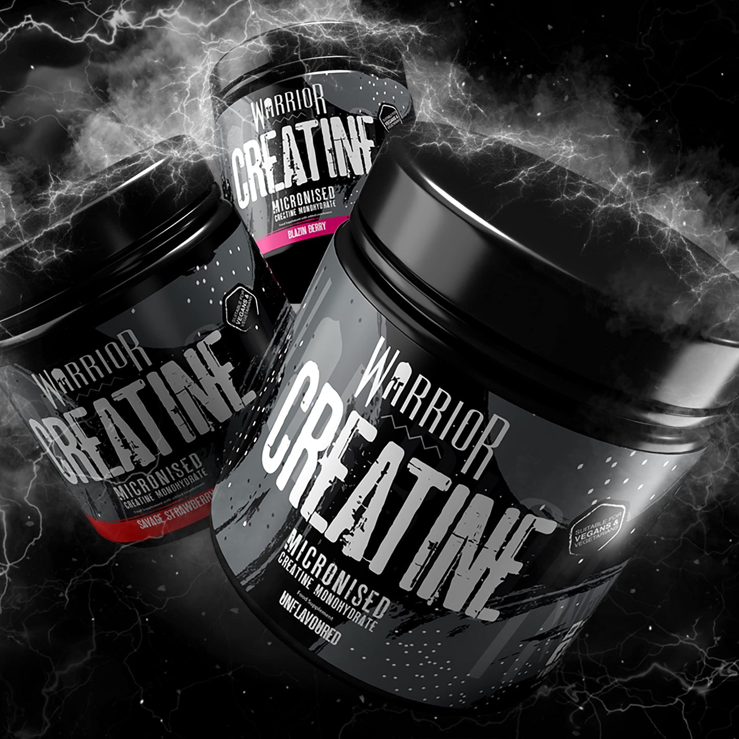 Warrior, Creatine Monohydrate Powder - 300g - Micronised for Easy Mixing - for Recovery & Performance, Savage Strawberry