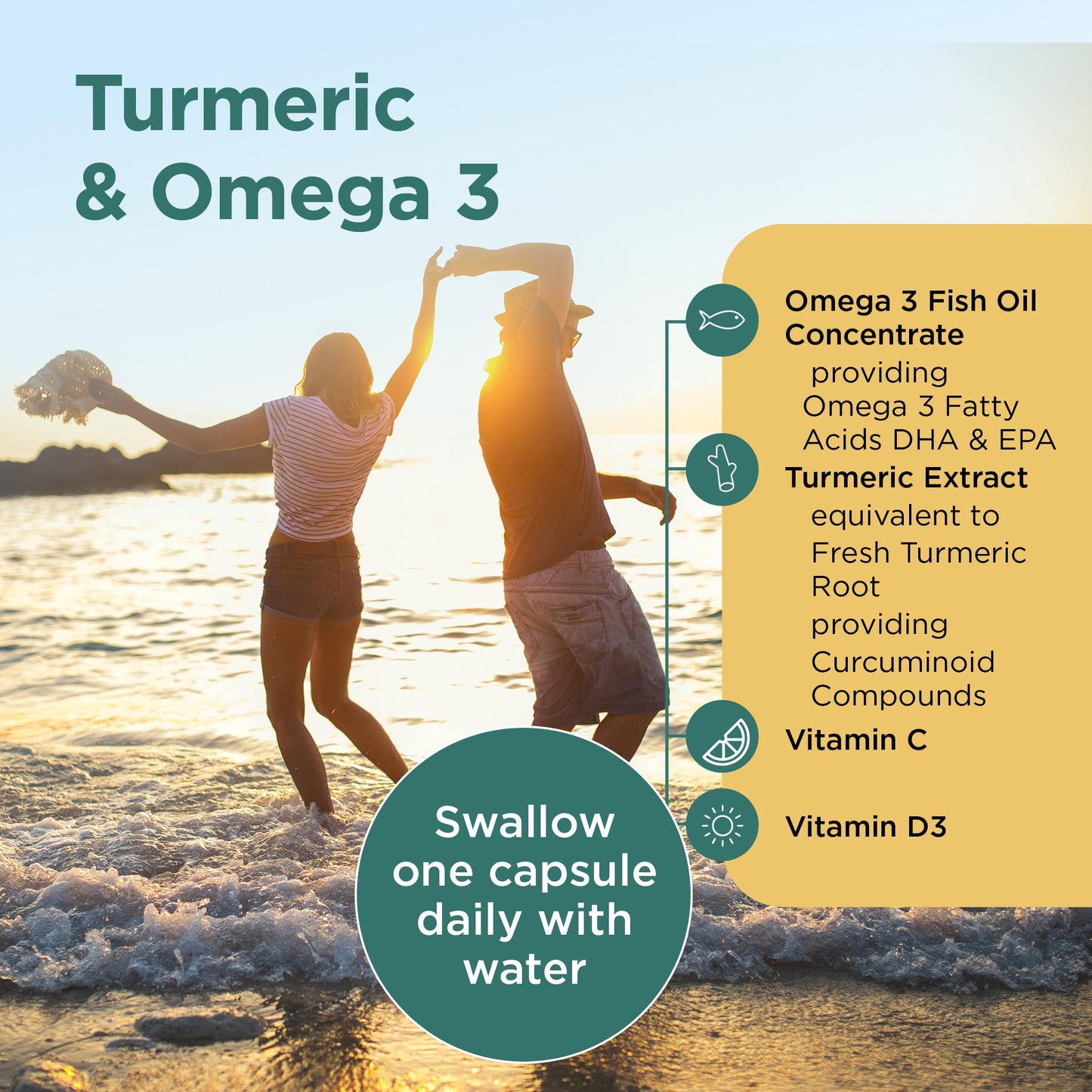 healthspan Healthspan Turmeric & Omega 3 | 60 Capsules | Added Vitamin C & Vitamin D3 | Heart, Joint & Bone Health | Sustainably Sourced