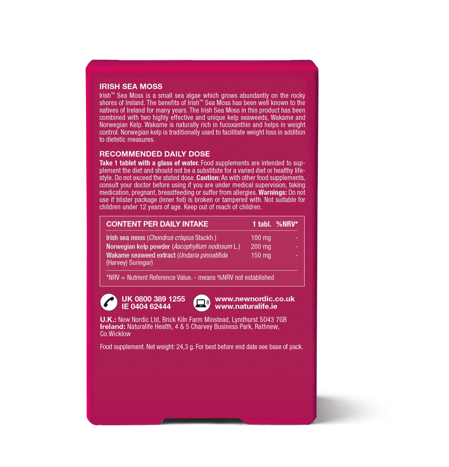New Nordic Ltd New Nordic Irish Sea Moss Extract | Powerful Tri-Algae Complex with Pure Norwegian Kelp and Wakame Seaweed | Vegan & Gluten Free | Compressed Raw Powder | 30 Tablets