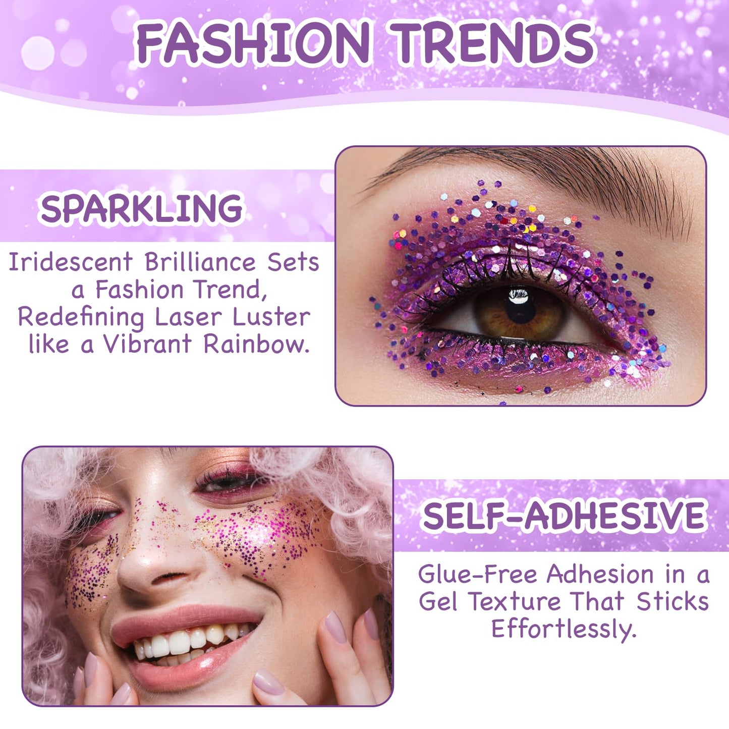 Benaewa 12 Pcs Face Glitter Festival, Colourful Chunky Hair Glitter, Body Paint Glitter Gel for Eye Nail DIY