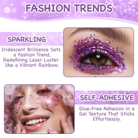 Benaewa 12 Pcs Face Glitter Festival, Colourful Chunky Hair Glitter, Body Paint Glitter Gel for Eye Nail DIY