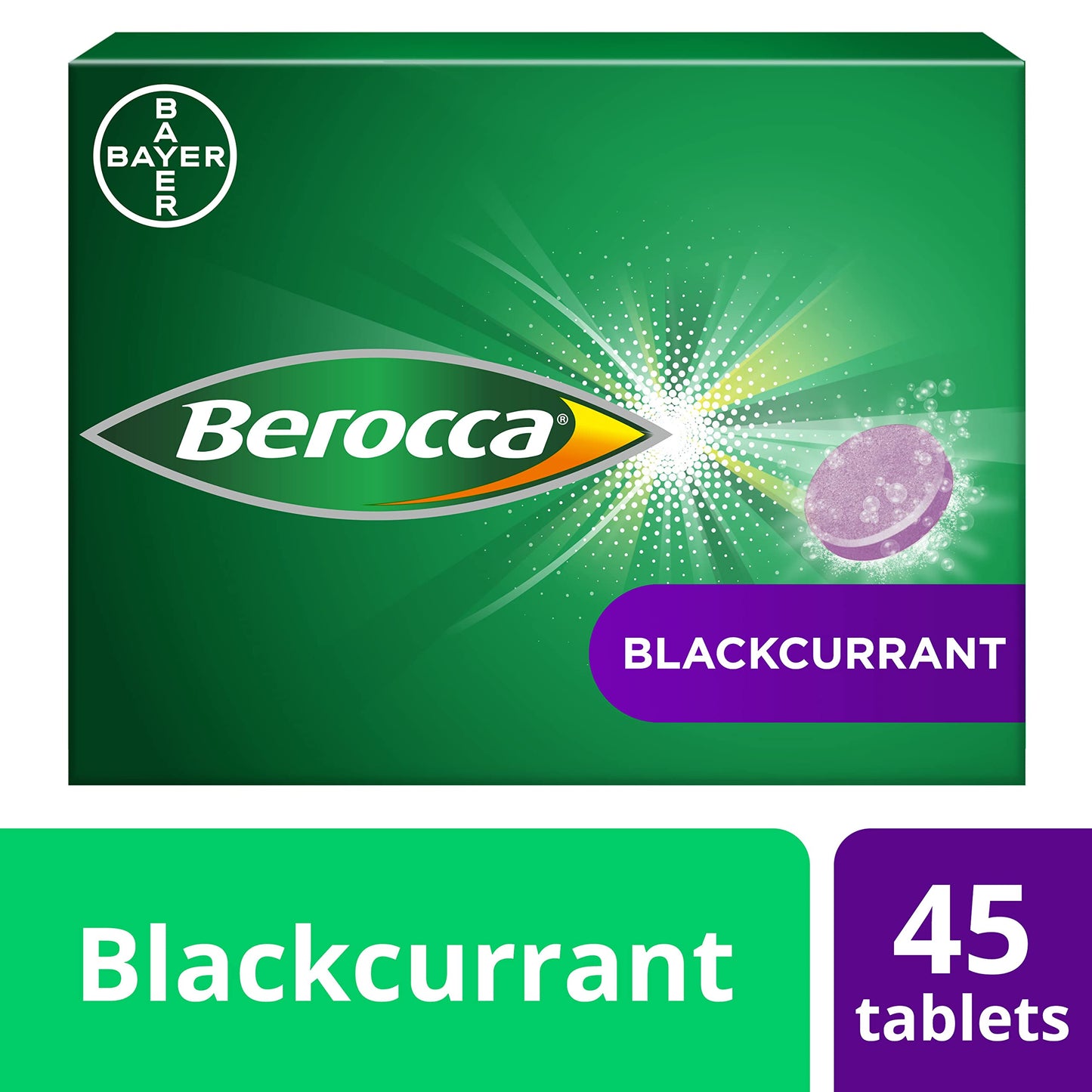 Berocca Vitamin C Effervescent Blackcurrant Flavour Tablets, Pack of 45