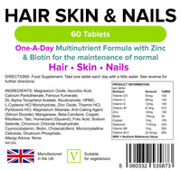 Lindens Hair Skin & Nails Tablets - 60 Pack - Contains Biotin, Zinc, Silica, Vitamin C, Vitamin E & MSM in A Convenient One-a-Day Tablet - UK Manufacturer, Letterbox Friendly