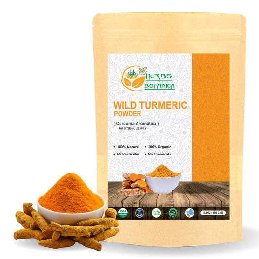 Herbs Botanica Wild Turmeric Powder For Face Reduces Acne, Face Mask, Dark Spots, Hyperpigmentation, Smooth Skin, Kasturi Manjal, Kasturi Turmeric, Aromatic Turmeric 150 Gms / 5.30 Oz