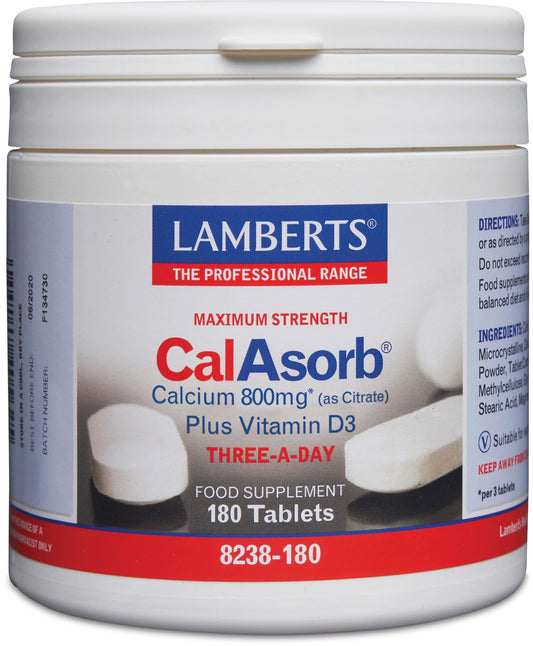 Lamberts Calasorb Calcium 800mg (As Citrate) Plus Vitamin D3 180 Tablets