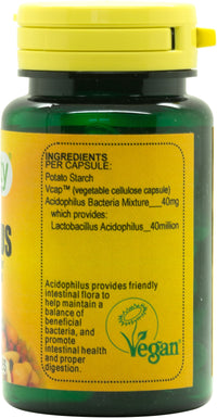Veganicity Acidophilus Probiotic : Digestive Health Supplement : 60 Vegan Capsules, in a Planet-Friendly 99% Recycled Pot