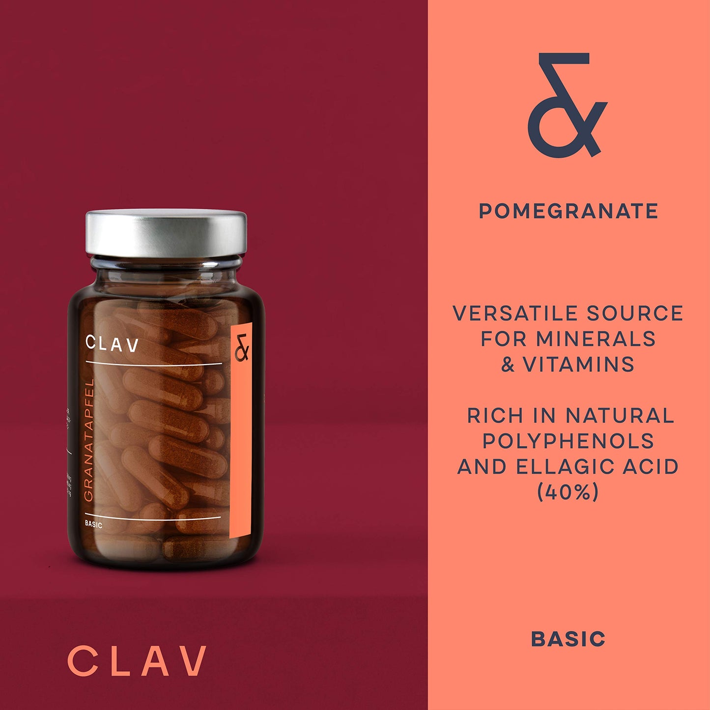 1000mg Pomegranate Extract per Daily Dose | Rich in Polyphenols & 40% Ellagic Acid | 60 Capsules Vegan | Made in Germany