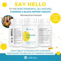 CurcumaPro - Turmeric and Black Pepper Tablets - 4900mg - Advanced Absorption - Turmeric Supplement - with BioPerine & MicroActive Curcumin - Vegan, Gluten-Free, US Made - 60 Day Supply