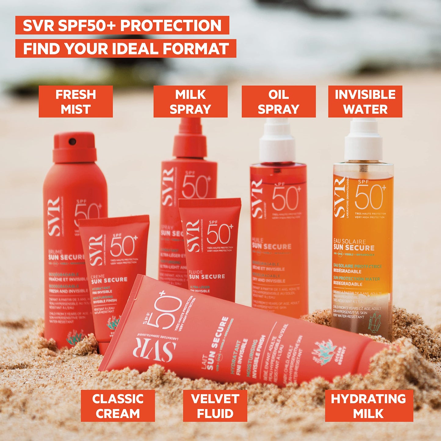SVR SUN SECURE Face & Body Sunscreen SPF 50+ Milk for All Skin Types, Very High UVA/UVB Factor 50 Sun Cream, Non-Greasy, Reef-Safe, All Ages, 250ml