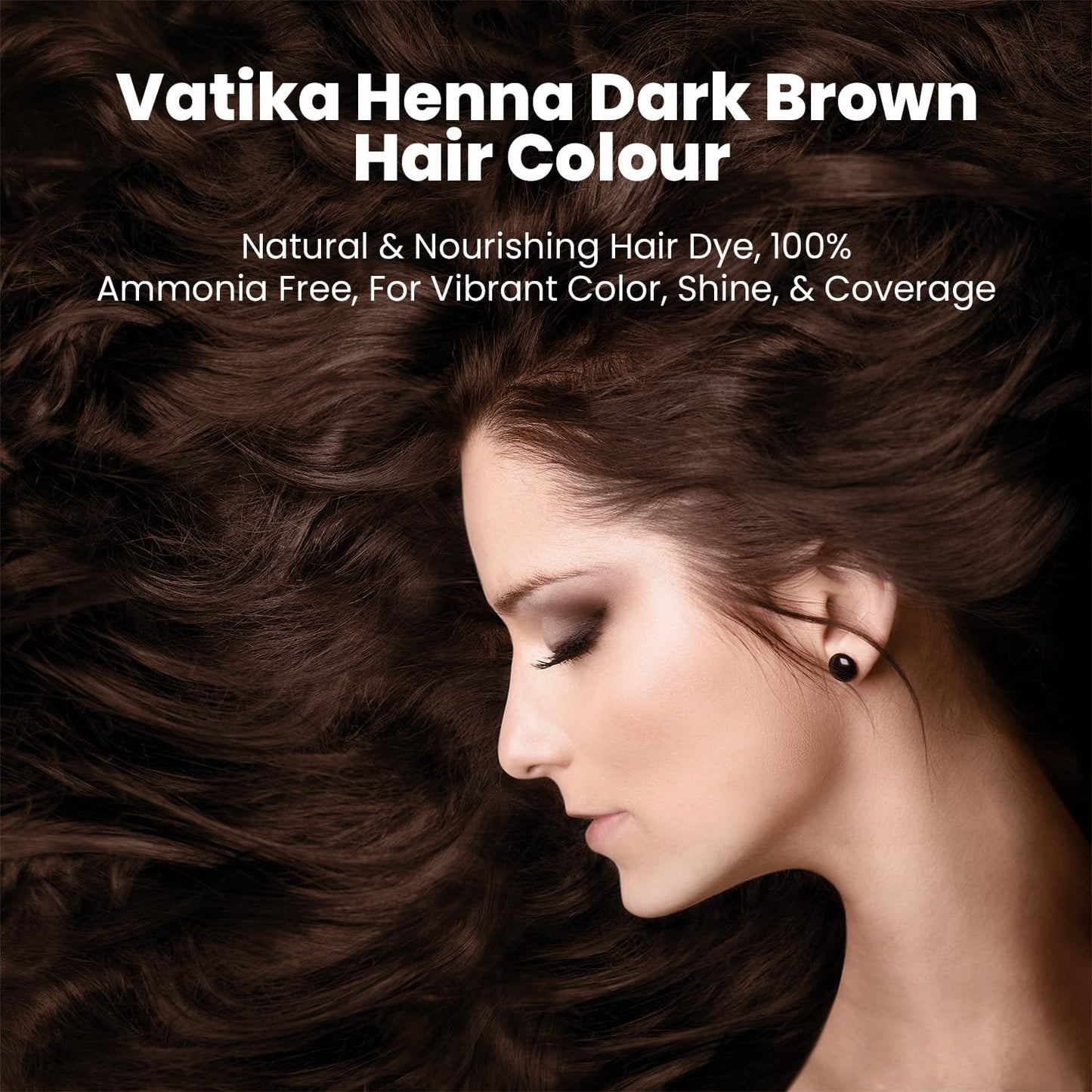 Dabur Vatika Henna Dark Brown Hair Colour Powder - 60g(6 x 10g Sachets),Goodness of Natural Henna, 100% Ammonia-Free & Grey Coverage, Protects & Gives Shine
