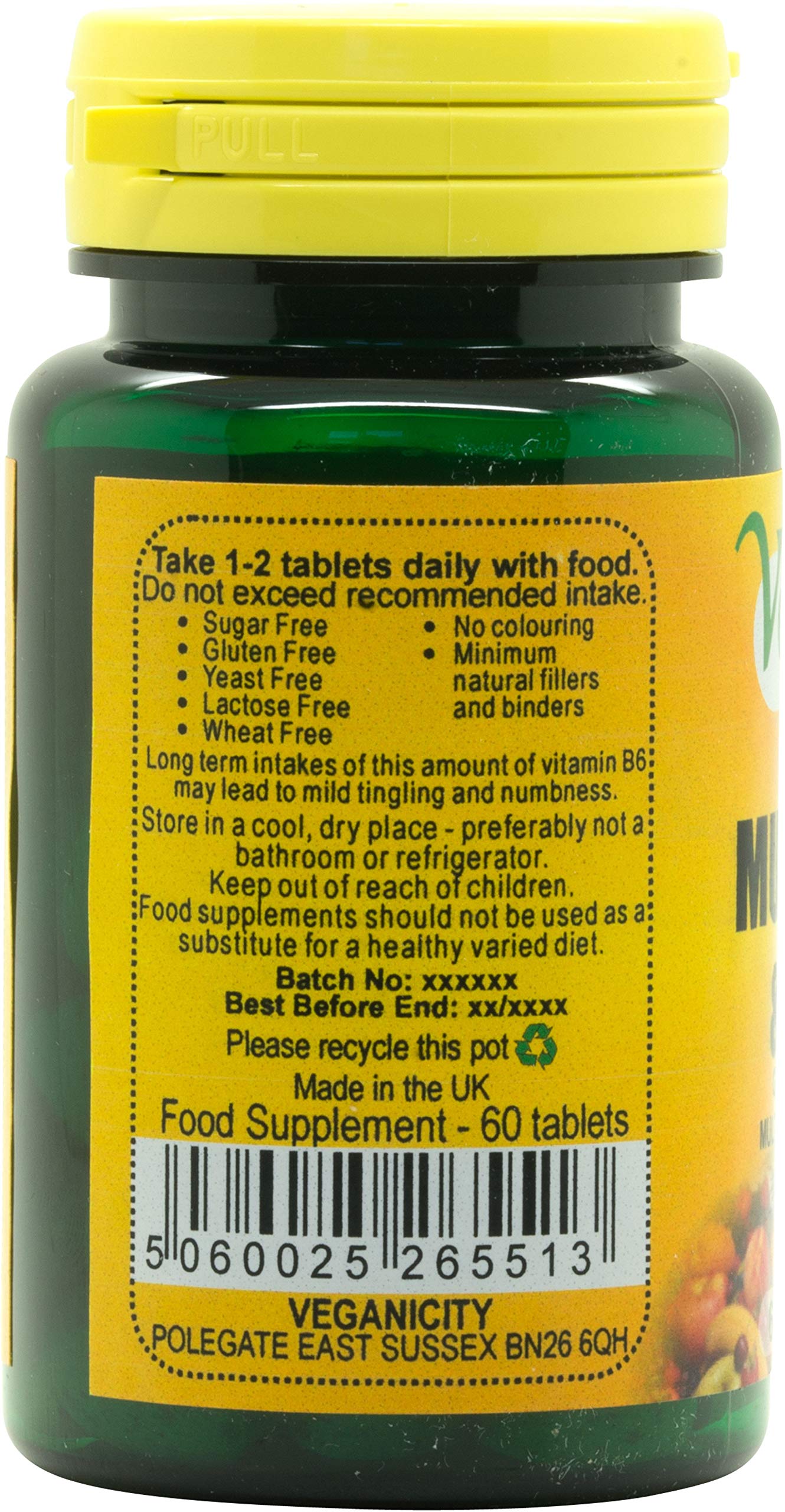 Veganicity Multi Vitamin & Mineral : General Health and Well-Being Supplement : 60 Tablets, in a Planet-Friendly 99% Recycled Pot