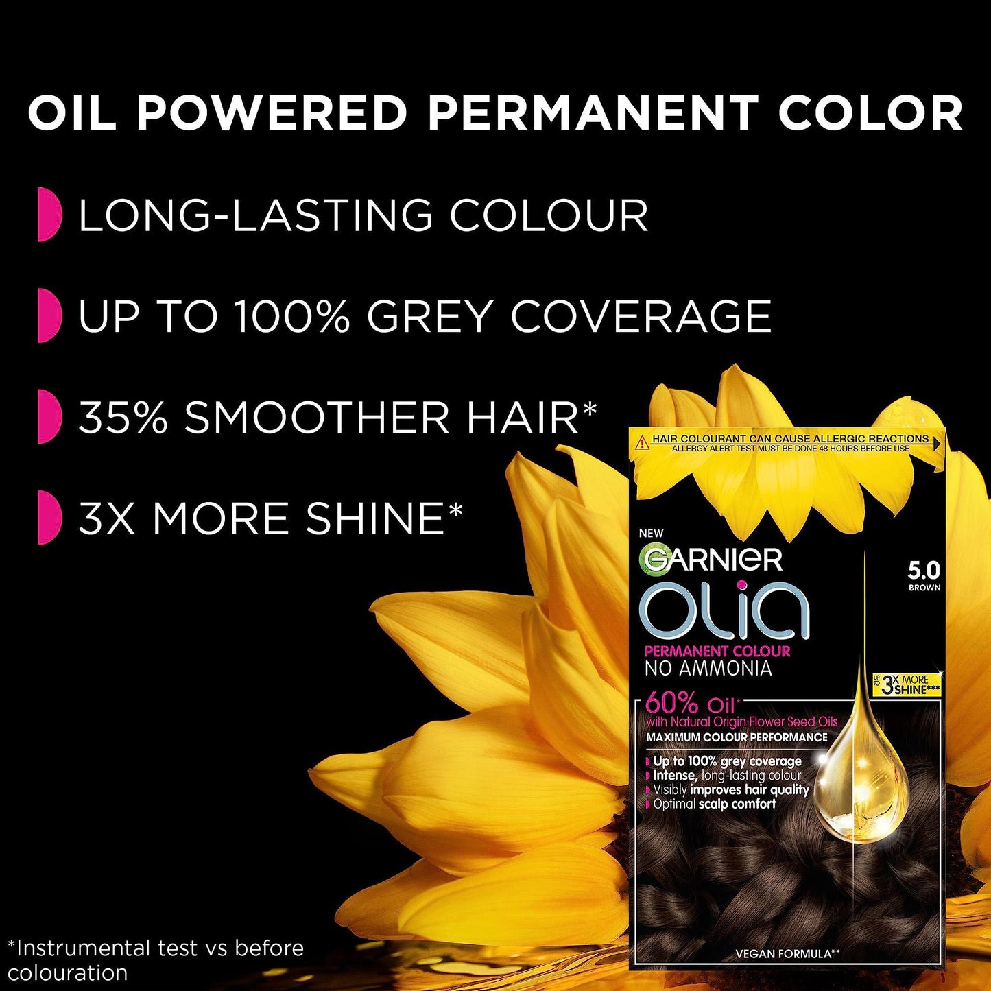 Garnier Olia Permanent Hair Dye, Visibly Improved Hair Quality, 3X More Shine, No Ammonia and 60 percentage Oil Powered Formula, 5.12 Iridescent Brown, 1 Count (Pack of 1)