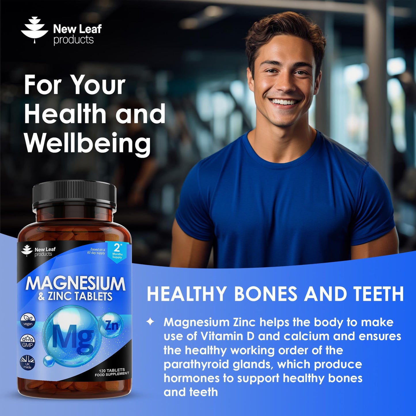 Magnesium Supplements 516mg - 120 Magnesium Tablets Supports Muscle Bone Health, Energy - High Strength Magnesium and Zinc Supplements Easy to Swallow Sleep Supplement (not Capsules) Vegan, UK Made