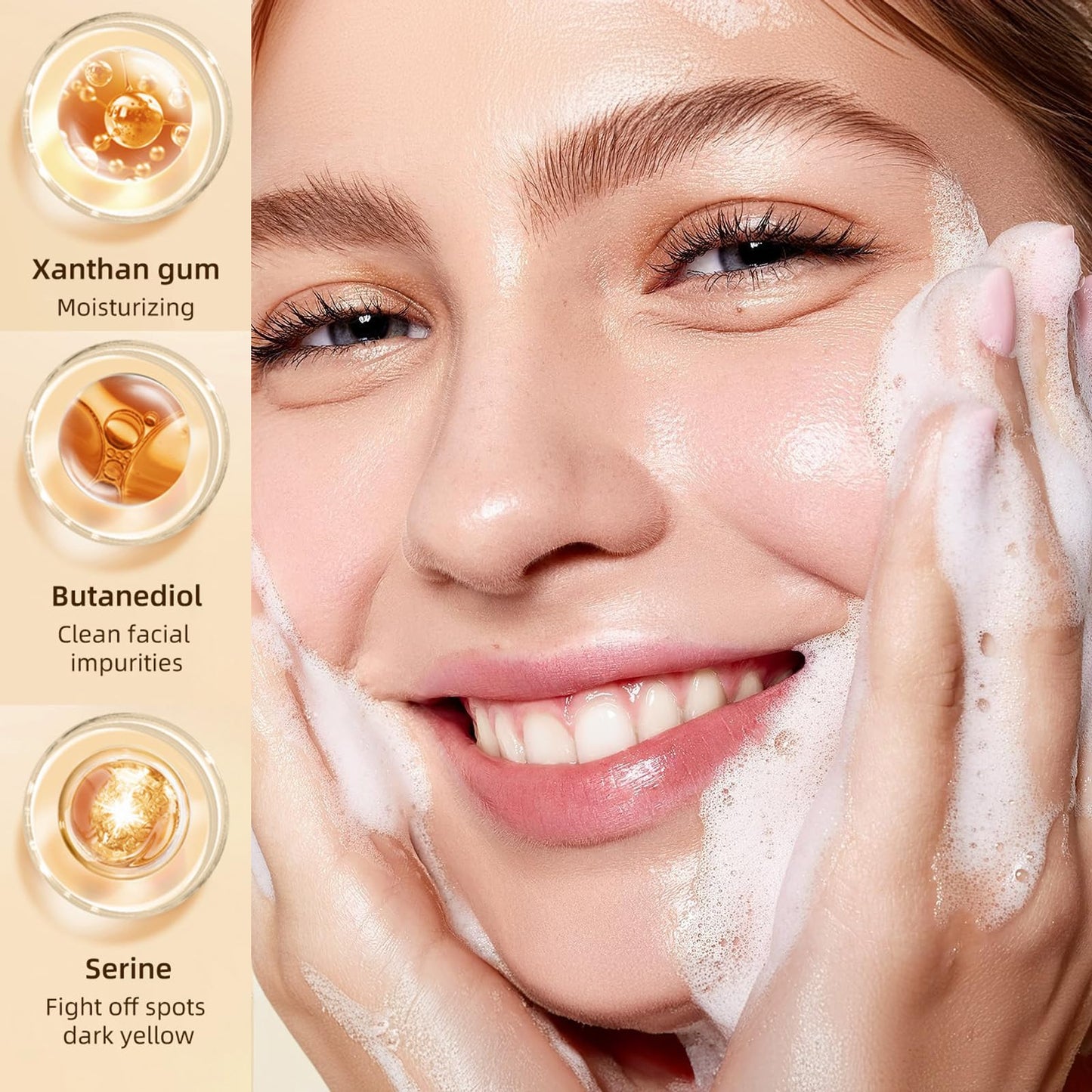 KKwoter Snail Mucin Facial Cleanser, Hydrating Face Cleanser, Face Wash for Women Men, Travel Size Cream Cleanser Fine Foam Deep Pores Cleansing Moisture Locking for Oil Skin & Dry Care