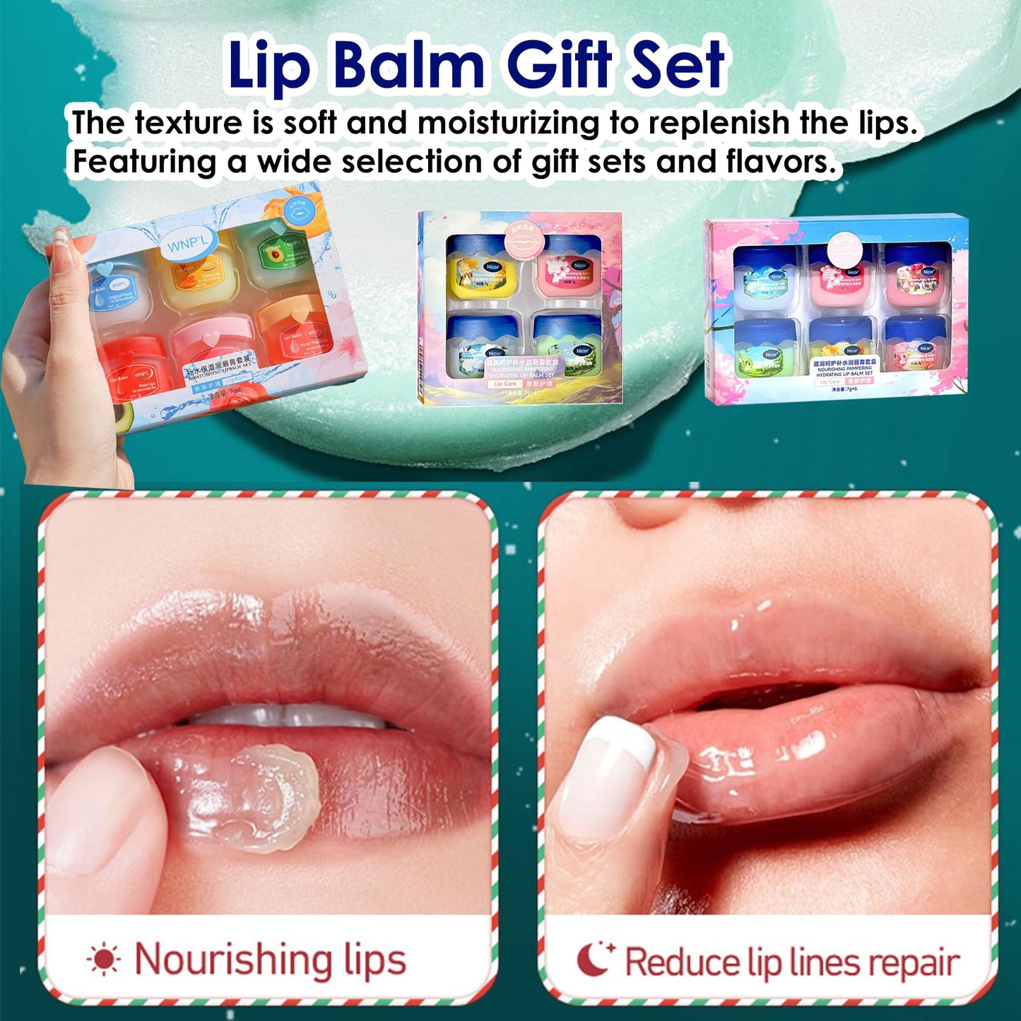 ChicNana Lip balm Set, 6 Packs Lip Balm Multipack Long Lasting Lips Moisturizer Intensive Lip Repair Treatment for Cracked, Dry and Chapped Lips Day Night Lip Care (6Pcs Blue Package)