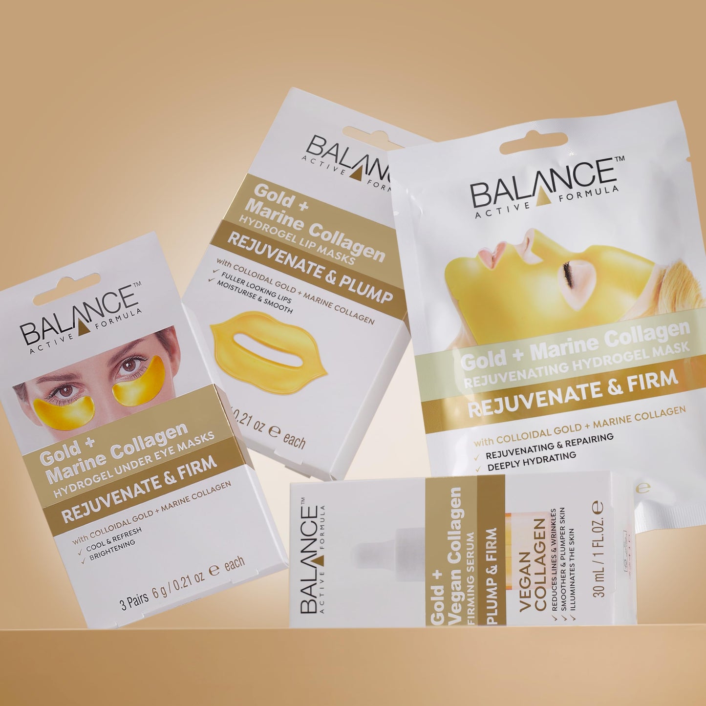 Balance Active Formula Gold & Marine Collagen Hydrogel Under Eye Masks (3 pack) Instantly Cool, Refresh & Revive Tired-Looking Eyes. Cruelty Free.