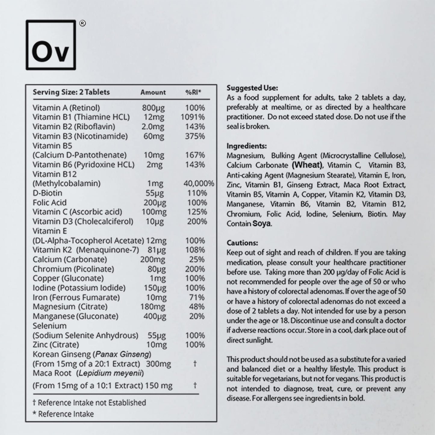 Ov Oxford Vitality Multivitamins for Men Over 50 Years (120)