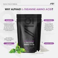 ALPHA01 L-Theanine 100mg with BioPerine® - Highly Bioavailable – Made with BioPerine® – Non GMO, Gluten Free, Halal – 120 Vegan Capsules