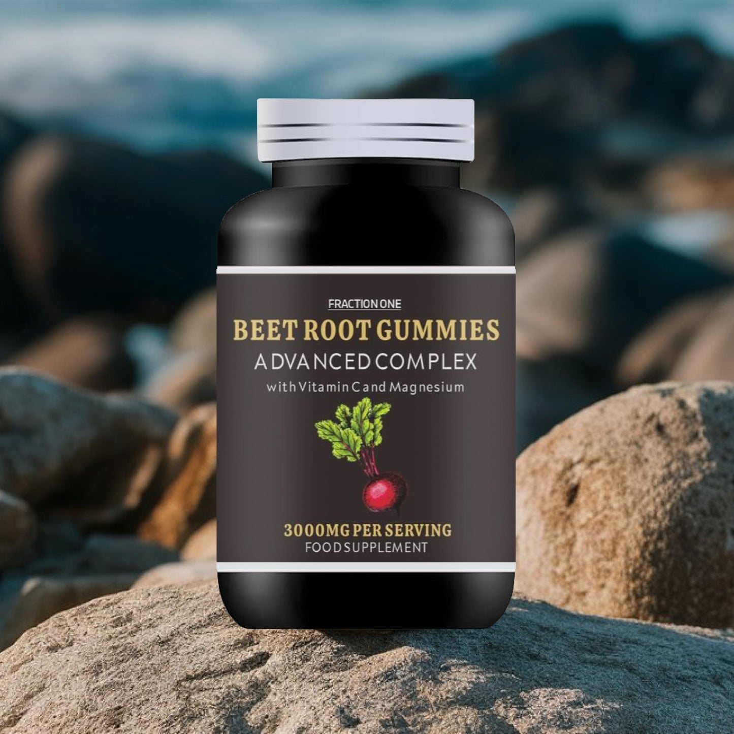 Fraction One Beetroot Gummies - 3000mg - 5:1 Extract - 120 Gummies - 60 Servings - Enhanced with Vitamin C, and Magnesium - Beetroot Supplement - Nitric Oxide Supplement - Blood Pressure Support