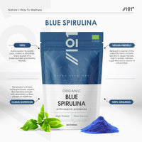 Organic Blue Spirulina Powder 100g – 100% Pure Phycocyanin – No Added Sugar – Resealable and Recyclable Pouch – by Alpha01®