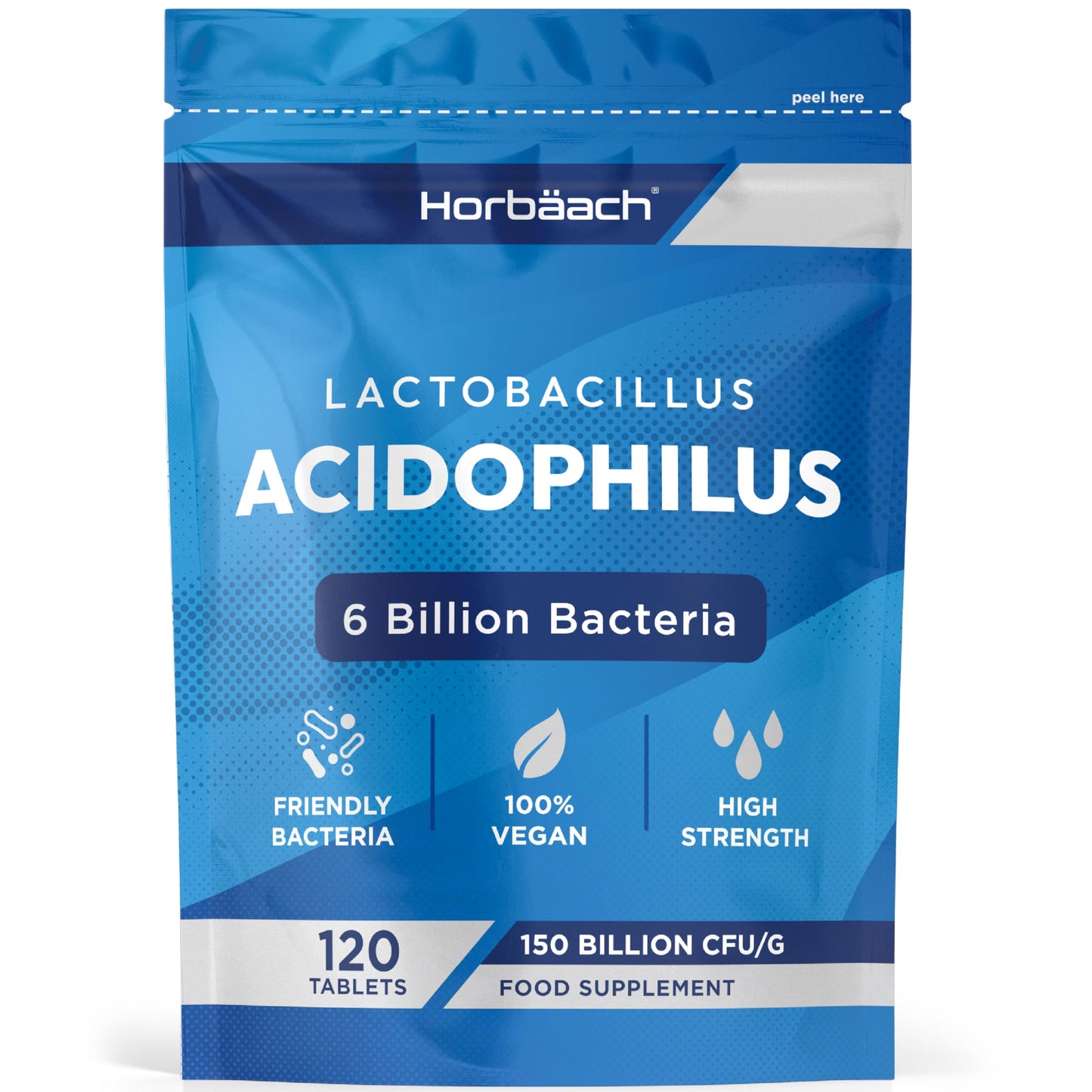 Acidophilus Probiotic Tablets | 6 Billion CFU | Probiotic Supplement for Women & Men | 120 Vegan Tablets | by Horbaach