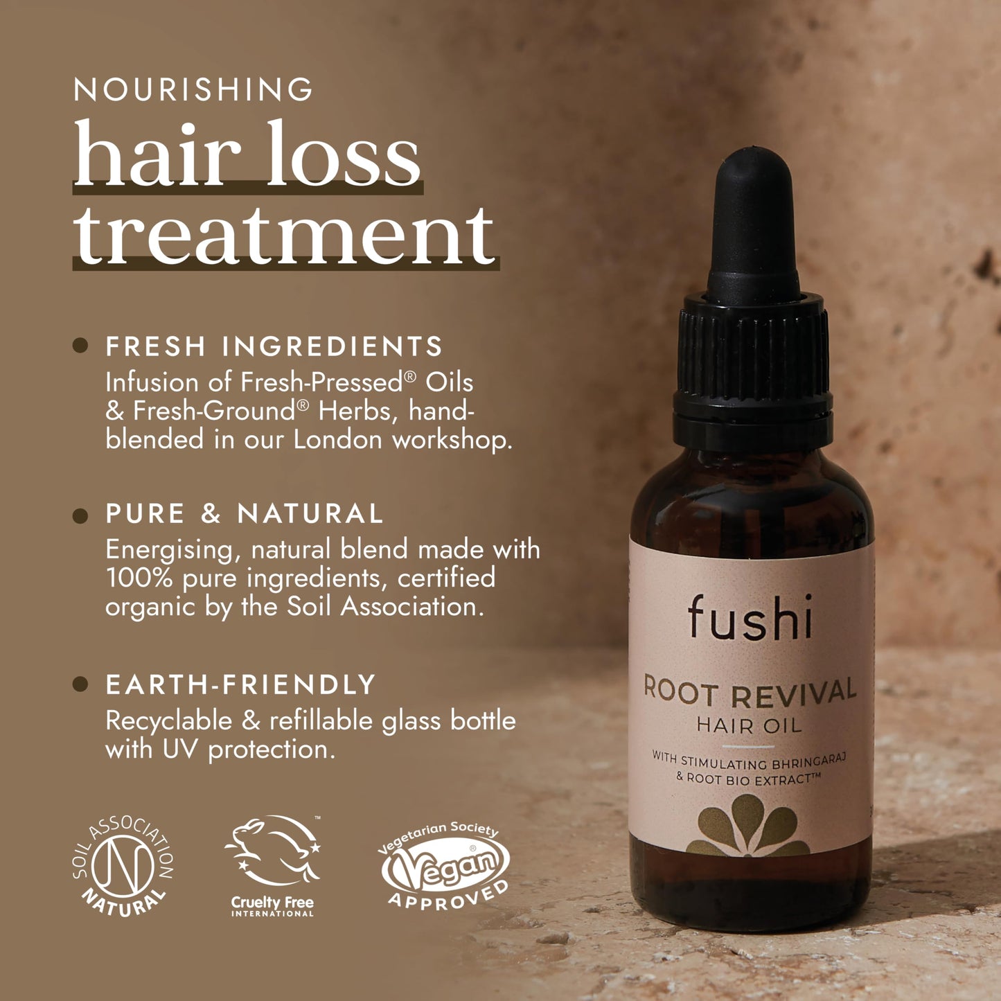 Fushi Root Revival Hair Oil 30ml Stimulates Natural Hair Growth | Reduce Hair Loss & Thinning | Suitable for All Hair Types | Manufactured in the UK