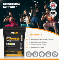 Vitamin D 1000 IU (25mcg) Vegan 180 VIT D Tablet 6 Months Supply for Maintenance of Healthy Immune System, Muscles, Bones & Teeth Vitamin D3 Cholecalciferol Made in The UK by PROELITE