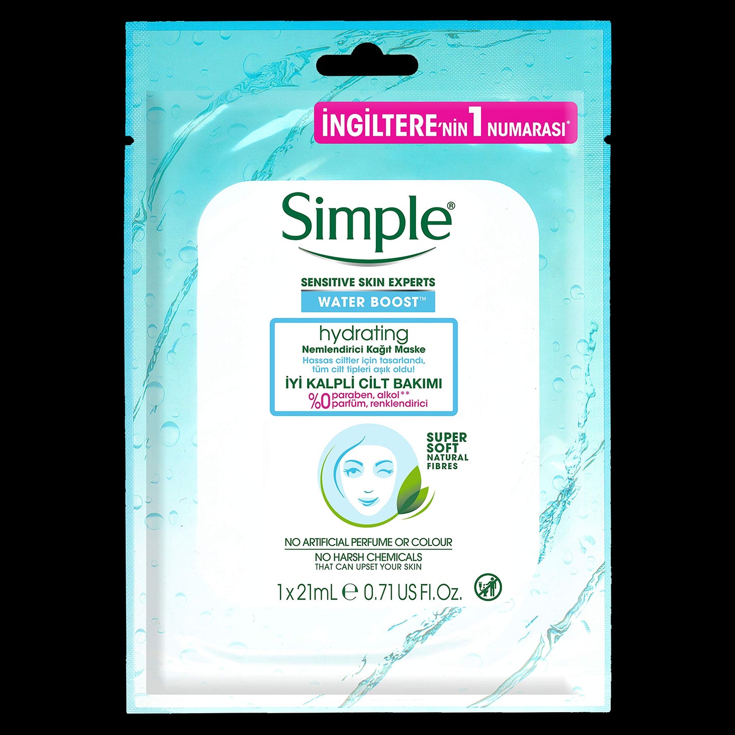 Simple Hydrating 16 days' worth of moisturiser in just 15 minutes Sheet Mask face mask for dry skin 1 pc